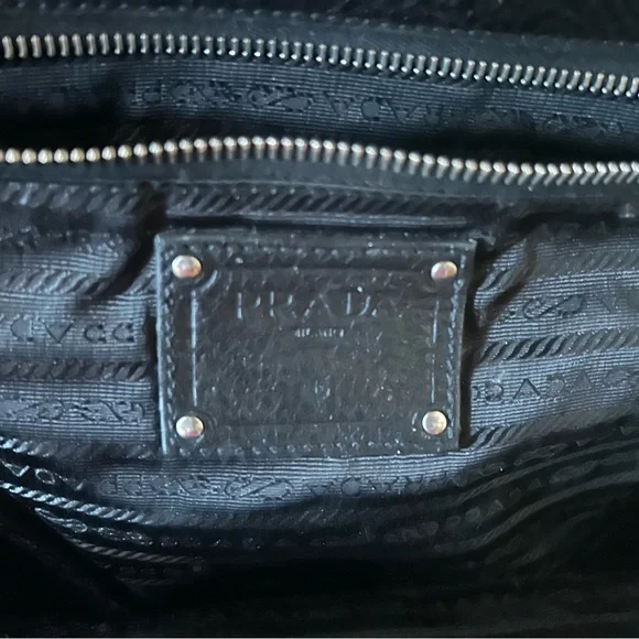Vintage Prada Black soft Leather double strap shoulder tote Doctor Bag